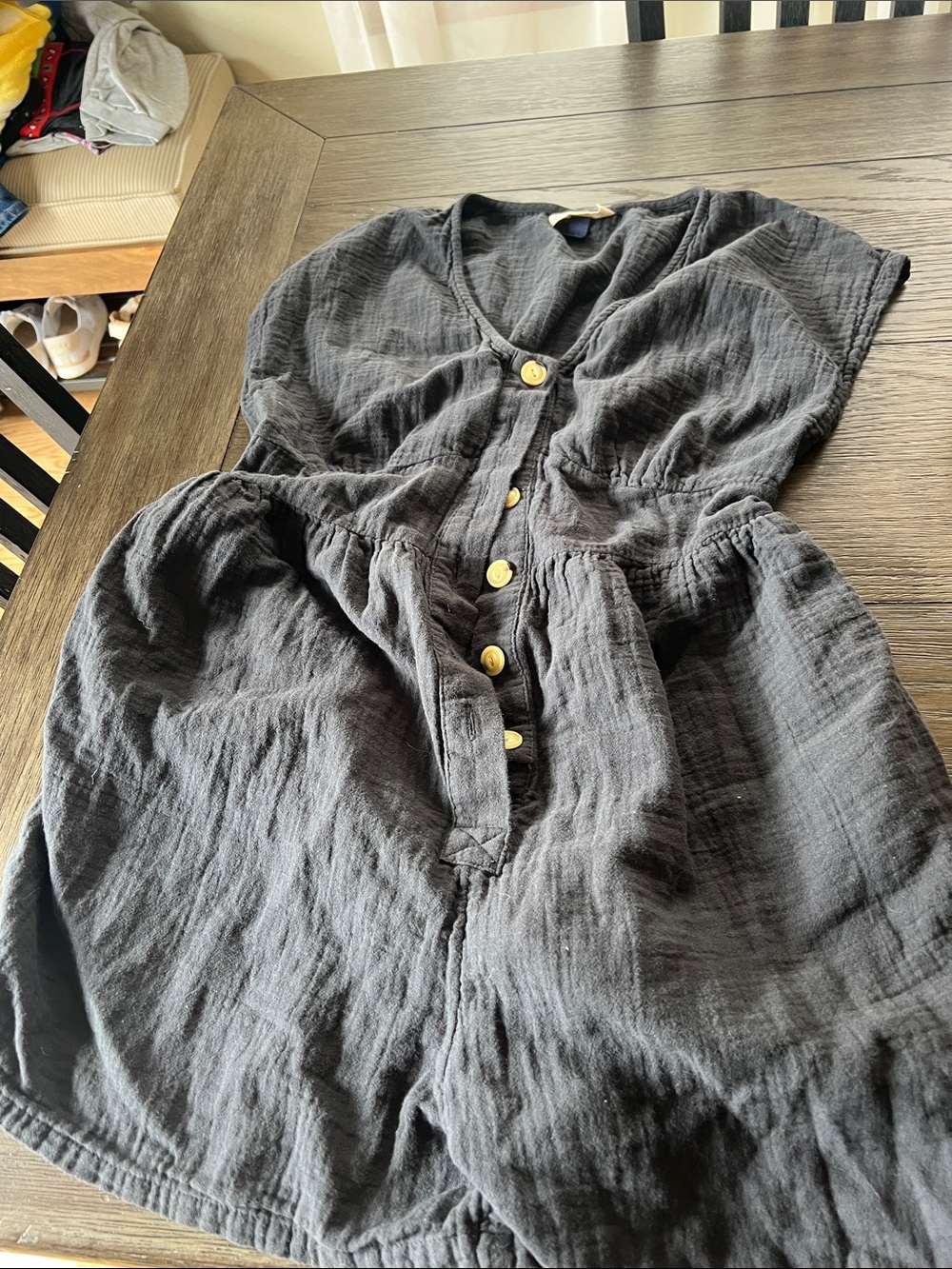Universal Thread Black Button-Front Romper